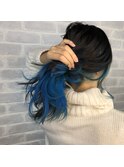 ▲人と被りたくない方に大人気、インナーブルー▲tim hair