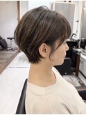 大人可愛い40代50代くびれショートボブ丸みショート
