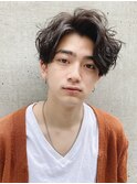 センターパートニュアンスパーマスパイラルパーマメンズパーマ