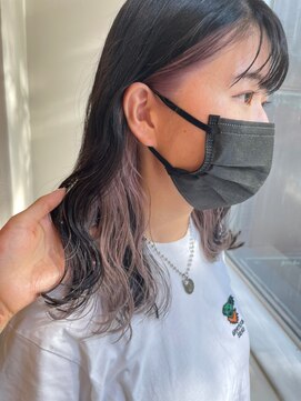 エンレイ(enRei) 暗髪インナーカラーパープルアッシュ大人かわいいゆるふわカール