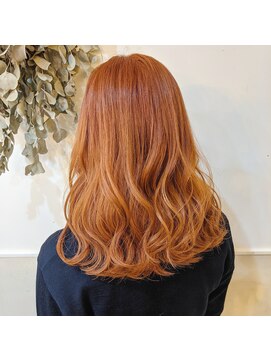 ボアップ 京橋店(boappu) #オレンジカラー#セミロング#秋カラー#暖色カラー#巻き髪