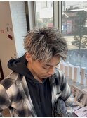 ホワイトメッシュ×縦落ちパーマ