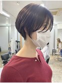 船橋大人ショートボブインナーカラー丸みレイヤーくびれショート
