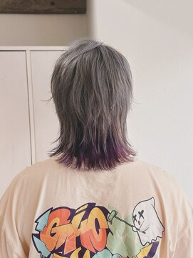 ハク(haku.) インナーパープル シルバー ウルフカット