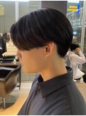 センターパート縮毛矯正マッシュ刈り上げ毛流れツーブロック