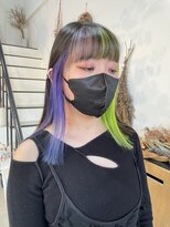 ノア(noa.)&nbsp;ライムイエローとペールパープルのインナーカラー