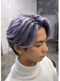センターパート/ラベンダー/メンズハイトーン