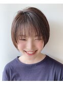 大人かわいい王道ナチュラルショートボブ耳かけ小顔朝楽