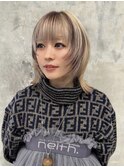 ミルクティーブロンド/ダークブルー/デジタルパーマ/町田