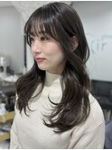 透明感ブリーチなしアッシュカラー韓国風艶オリーブカラー