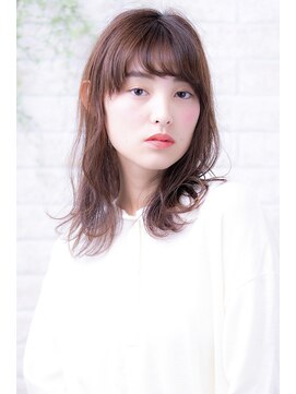 ヘアーアートシフォン 池袋西口店(Hair art chiffon) ミディアムヘア斜めバンクグレージュカラー