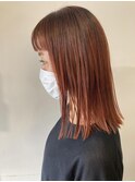 切りっぱなし/カッパーブラウン/グラデーション
