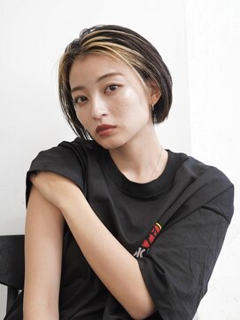 サンク 原宿 表参道(cinq) ダブルカラーケアブリーチインナーカラーイルミナカラーミニボブ