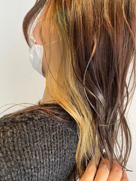 サラジュ 西宮北口店(SARAJU) 【SARAJU 西宮北口店_妹尾】インナーカラー/イエロー/イヤリング