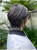 レイヤーボブ ウルフカット 裾カラー グリーン