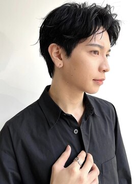 トルネード(TORNADO) メンズショートアップバングマッシュパーマ センター分け A0923