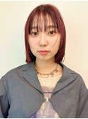 ピンクブラウン/ワイドバング/顔まわりレイヤー/