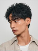 面長×軟毛に相性抜群のセンターパートフェザーパーマ