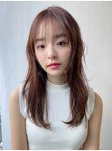 小顔 前髪 レイヤーカット ココアベージュ "