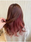 髪質改善インナーカラーブリーチピンクベージュブラウン韓国