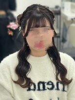 アイトーキョーエス 渋谷(AI TOKYO S)&nbsp;ミルクティーブロンド/ダークブルー/デジタルパーマ/渋谷ヘアメ