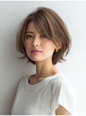 白髪ぼかし脱白髪染め似合わせショートボブ40代50代60代