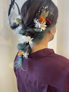 ピノリコ Hair&make pinorico 編み下ろしヘア○ドライフラワーたっぷり♪