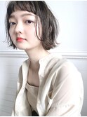 大人かわいい小顔外はねミニボブグレージュカラー渋谷原宿神宮前