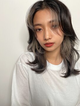 アル 心斎橋(alu) オリーブグレー/小顔に見せるヘア/黒髪カタログ