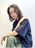 ボブ/ミディアムボブ/切りっぱなし/前髪なし/ニュアンスヘア