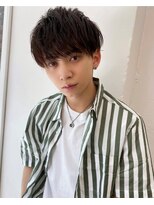 スーツOK黒髪ニュアンスパーマソフトマッシュ