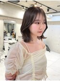 韓国ヘアグレージュカラーブリーチ無し髪質改善イヤリングカラー