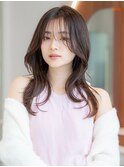 20代30代大人かわいい韓国風ウェーブパーマ小顔前髪こなれミディ