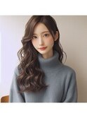 無造作小顔ゆるふわカール美髪似合わせ艶ブラウン大人可愛い艶感