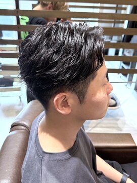 ノイセル(Noisyle) ブルーブラックフェザーパーマサーフカール金O