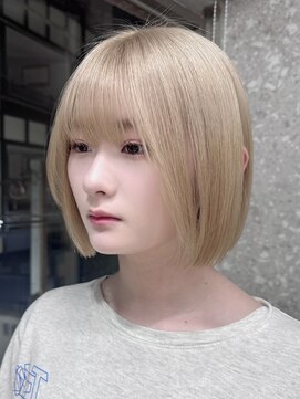 サンク 原宿 表参道(cinq) ハイトーンカラーブロンドカラーミルクティーベージュレイヤー