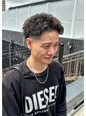 アップバングショート×リバースパーマ