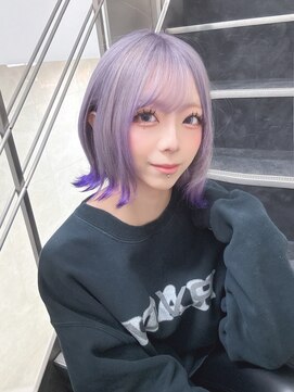 カプセル シンジュク(CAPSULE) ☆CAPSULE☆パープルシルバー＋エンドカラーパープル外ハネボブ