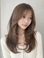 ベル 新宿(Belle)&nbsp;ミルクティーベージュシースルーバングレイヤーカット髪質改善