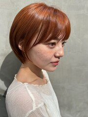 【tricca代官山RINA】オレンジカラー/ショートボブ