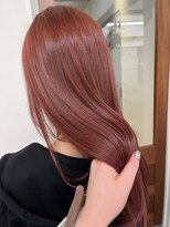 ブリーチなしダブルカラー　暖色カラー　ピンクオレンジ