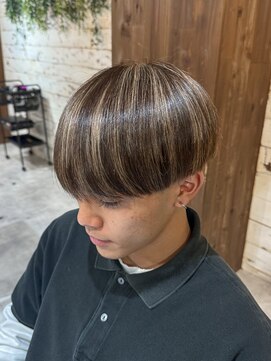 グランデュール 藤枝店(GRANDEUR) メンズマッシュ×ハイライトブラウンベージュ(静岡/焼津/藤枝)