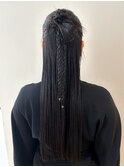 ハーフアップ/ロングヘアセット/三つ編みスタイル
