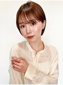 イメチェン ピンクベージュ 前髪 大人ショート 似合わせカット