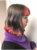 O-tete バング裾カラーレッドビフォーアフター
