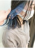 インナーカラーブルーが夏ぽく大人可愛い☆