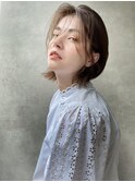 フェザーバングで大人かわいい カーキグレージュボブ♯
