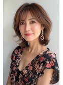 50代大人のミディアムカット+レイヤーカット＋ハイライト