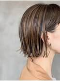 切りっぱなし.ボブ ハイライト ローライト ミニボブ カラー