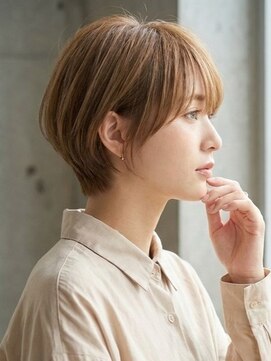 横顔美人☆大人ナチュラルな丸みベージュショート